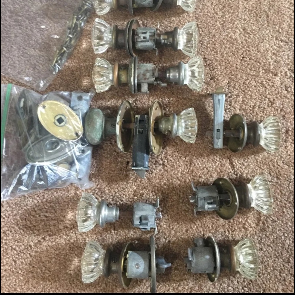 Vintage glass door knobs